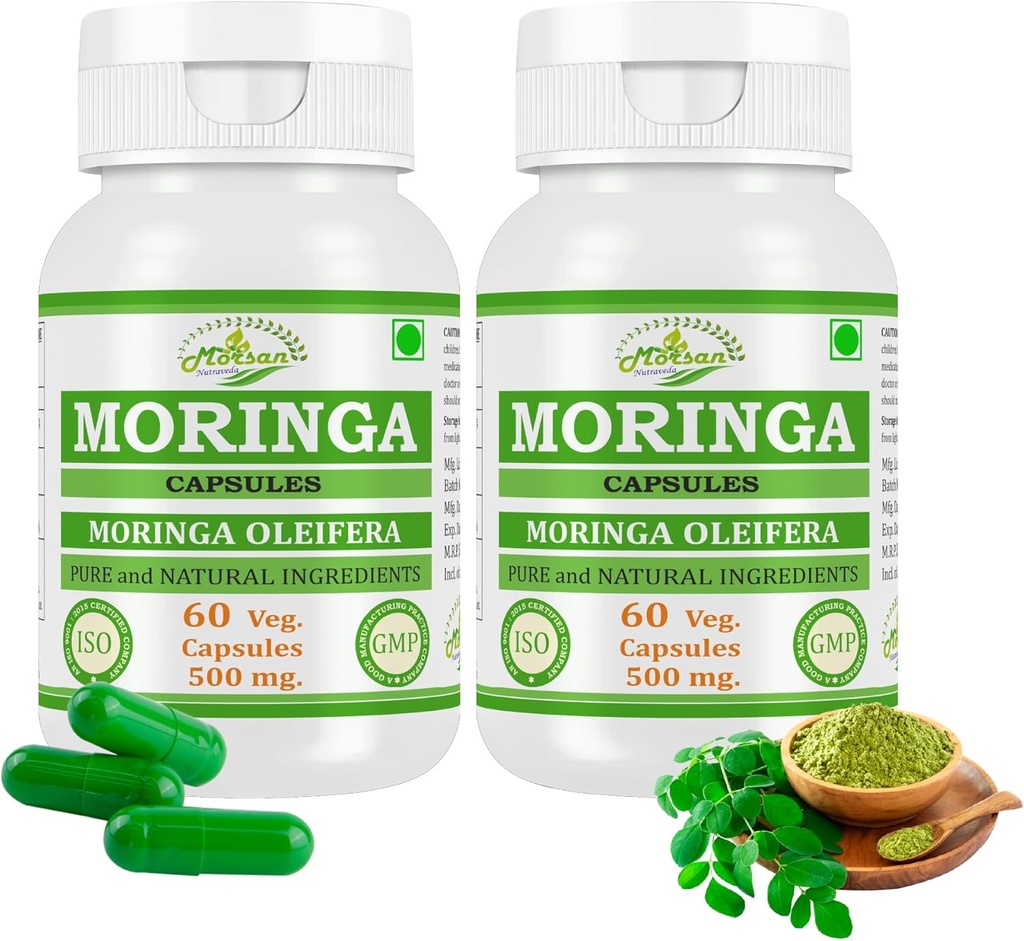 Moringa à base de plantes naturelles et pures OLEIFERA (Moringa, Sahijan) Extrait Capsules de la plus haute puissance, 100% produit à base de plantes.