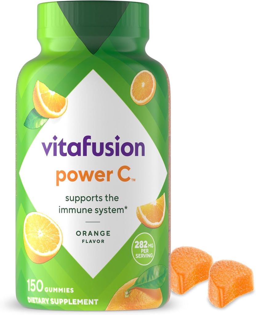 Vitafusion Power C Gommies de vitamine C pour le soutien immunitaire, aromatisé par l'orange, 282 mg de vitamine C, Amérique Numéro 1 Marque de vitamine Gummy, 50 jours d'approvisionnement, 150 Nombre