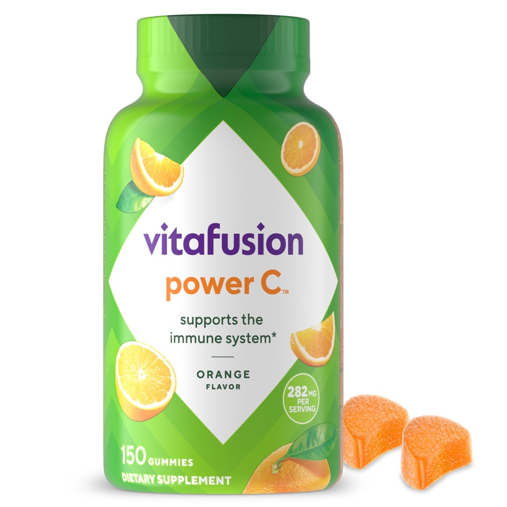 Vitafusion Power C Gommies de vitamine C pour le soutien immunitaire, aromatisé par l'orange, 282 mg de vitamine C, Amérique Numéro 1 Marque de vitamine Gummy, 50 jours d'approvisionnement, 150 Nombre