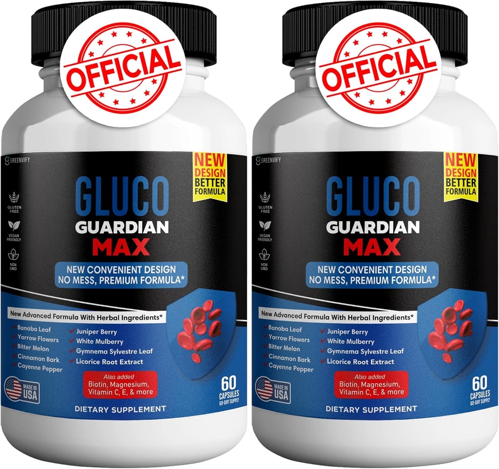 Gluco Guardian Max Capsules de soutien du bien-être avancé – supplément de vitamine, minéral et à base de plantes avec Magnésium, vitamine C, zinc et Banaba Leaf – non-OGM, sans gluten – 120 capsules (2)