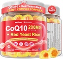CoQ10 Gummies pour adultes - sans sucre CoQ10 100mg/200mg w/ Magnésium, Ashwagandha, vitamines méthyliques B9, B12, B6, poivre noir, supplément haute absorption CoQ10 - énergie, antioxydant, relax et os,2paquet
