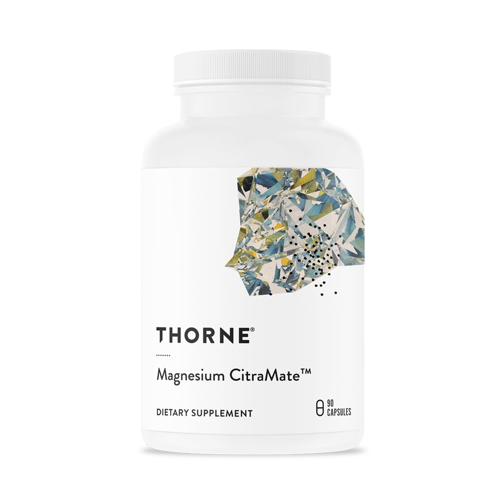 THORNE - Citrate de magnésium - Supplément de citrate de magnésium et de malate - Soutient la santé cardiaque, les muscles squelettiques, la fonction cardiaque et pulmonaire, la densité osseuse et plus* - Certifié tiers - 90 portions