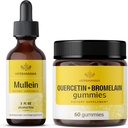 HERBAMAMA Trousse d'extrait de feuilles de Mullein et de gommes à quercétine - Ensemble de gouttes de feuilles de Mullein 2 fl oz et 800 mg de quercétine avec des gommes à bromelain - Vegan, non-OGM, sans alcool - 2 boîtes