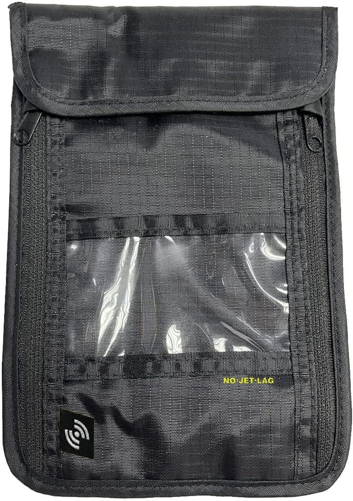 NO Jet Lag Travel Neck Pouch, Porte-passeport/argent pour voyager avec la technologie de blocage RFID, Pouch de voyage caché pour protéger les espèces, cartes de crédit, téléphones, voyage essentiel
