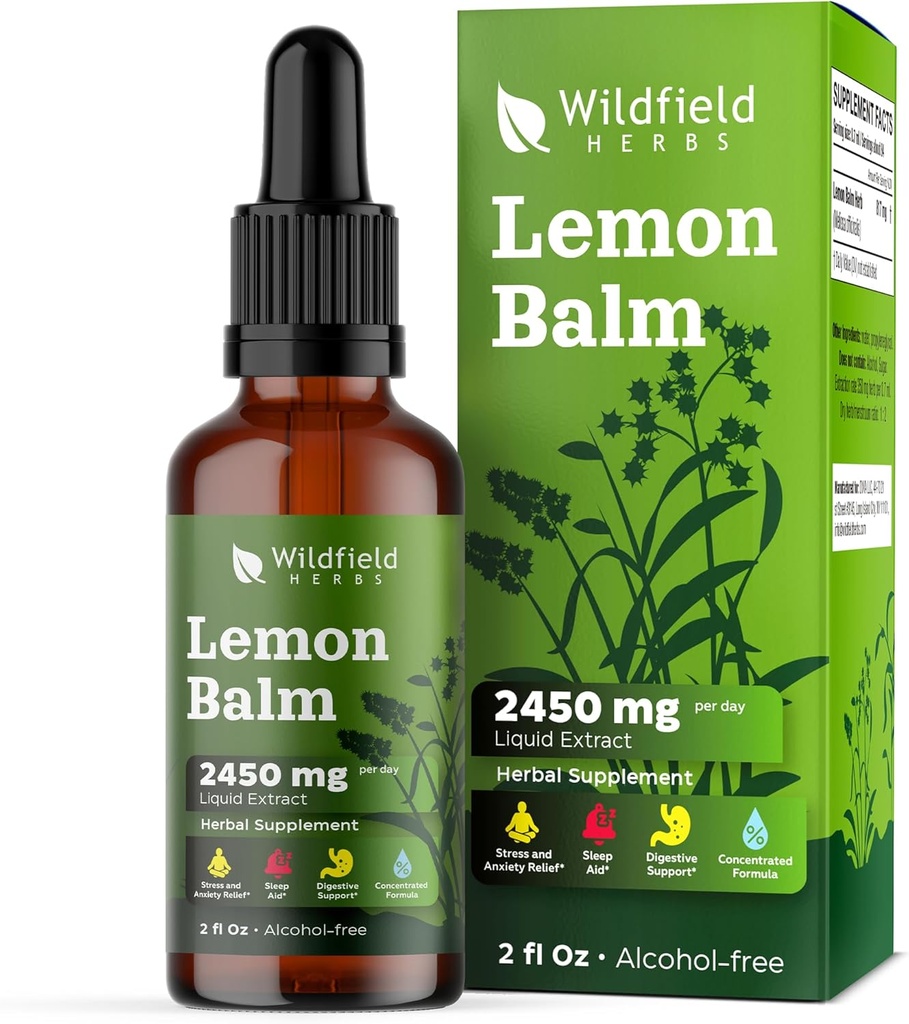 2 gouttes d'extrait de baume de citron liquide 2000mg (Melissa officinalis) Supplément à base de plantes Absorbe mieux que les capsules, 2 mois d'approvisionnement, 84 portions, teinture sans alcool - 2 Oz, paquet de 2