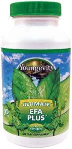 Youngevity Ultimate EFA Plus – Acides gras essentiels, 90 gels doux – Formule d'huile de poisson équilibrée pour le cœur, le cerveau, les articulations, la santé de la peau – Omega-3, Omega-6, Omega-9 Supplément pour le soutien optimal de la santé