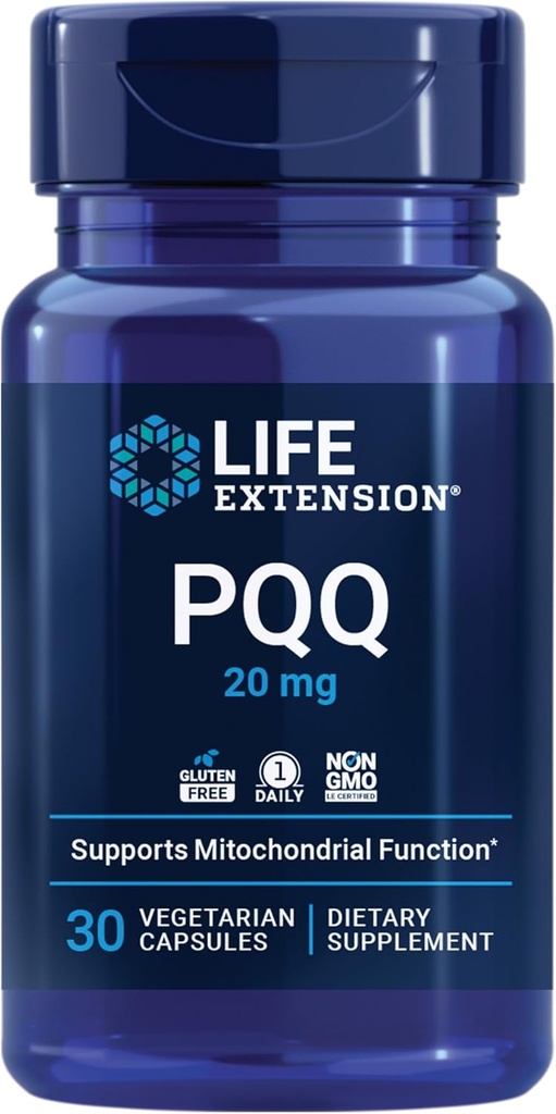 Prolongation de la durée de vie PQQ, pyrroloquinoline Quinone, 20 mg, favorise la croissance de nouveaux mitochondries, sans gluten, non OGM, végétarien, 1 jour, 30 capsules