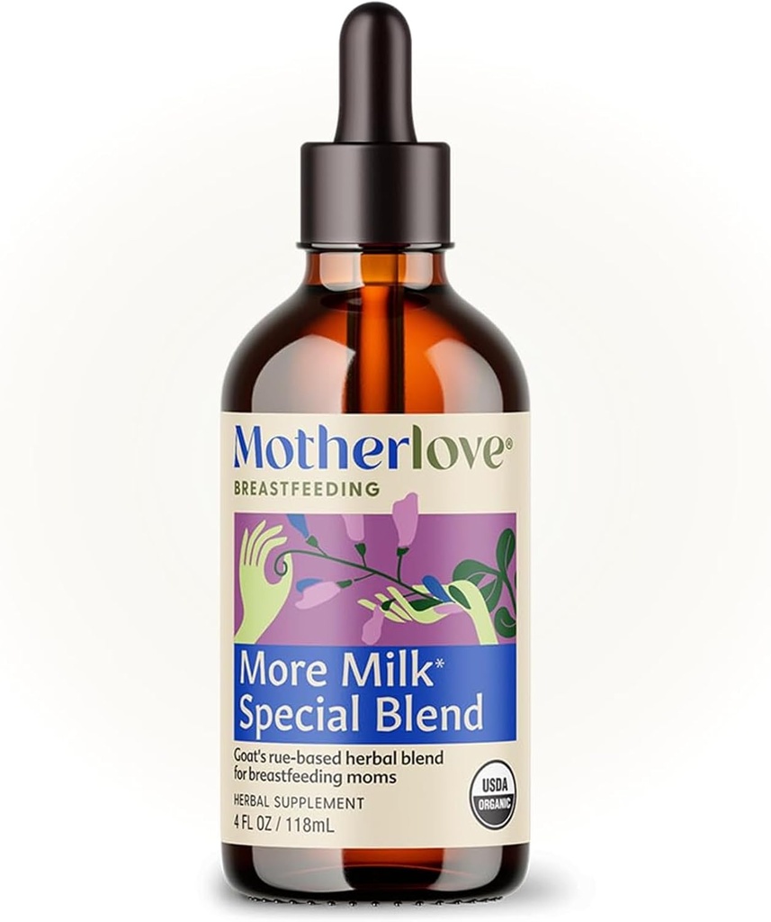 Motherlove Plus de lait Mélange spécial Teinture (4 oz Taille de la valeur) Supplément d'allaitement à base de plantes avec/votants Rue pour construire le tissu mammaire et soutenir l'approvisionnement en lait maternel — certifié USDA biologique, végétalien, sans soja