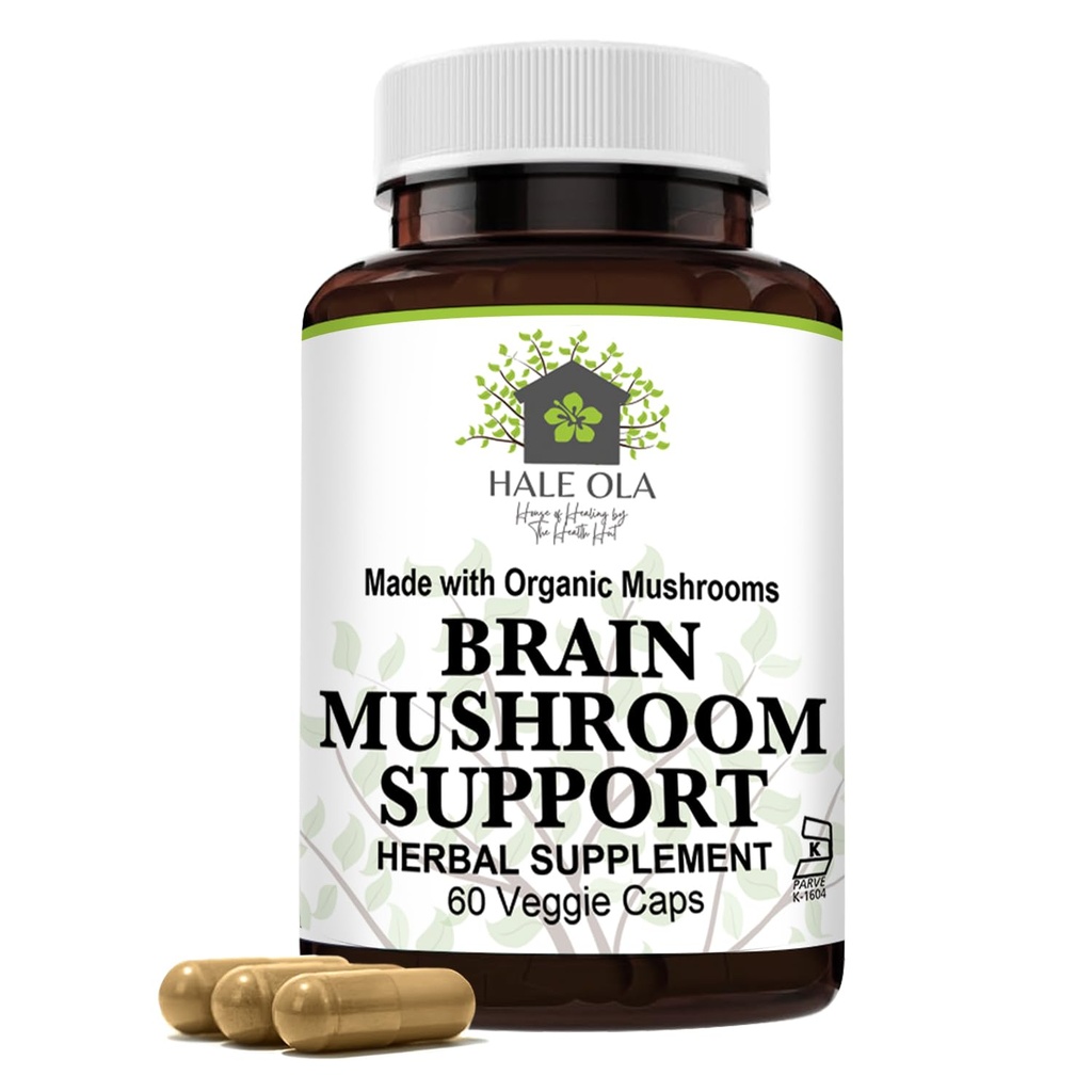 Soutien aux champignons du cerveau – Supplément certifié non-OGM & Kosher avec mélange de champignons pour une clarté mentale accrue, énergie, focus, mémoire et santé cognitive