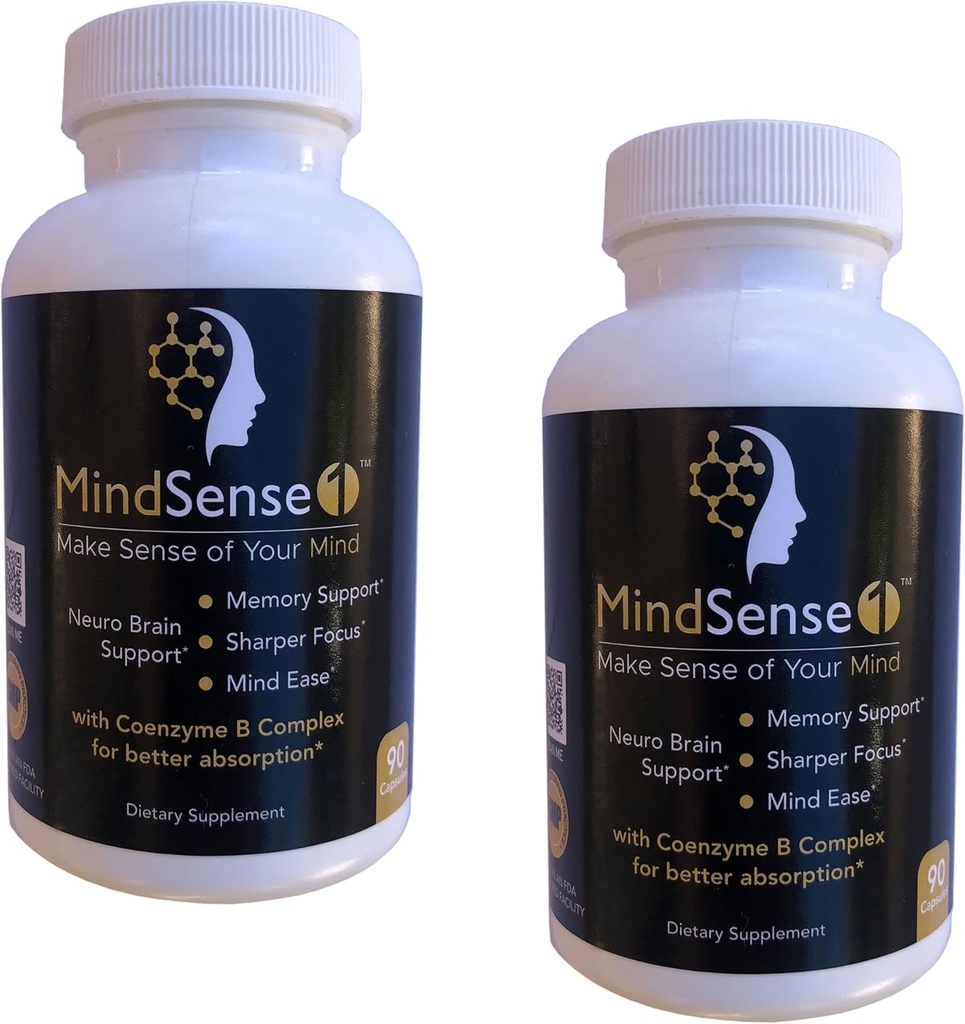 MindSense1, The Ultimate Nootropic Brain Support Supplement - All-Day Focus and Memory with no Stimulants, Balanced Nutrition with Synergistic Herbs, Antioxidants and Minerals 180 Capsules