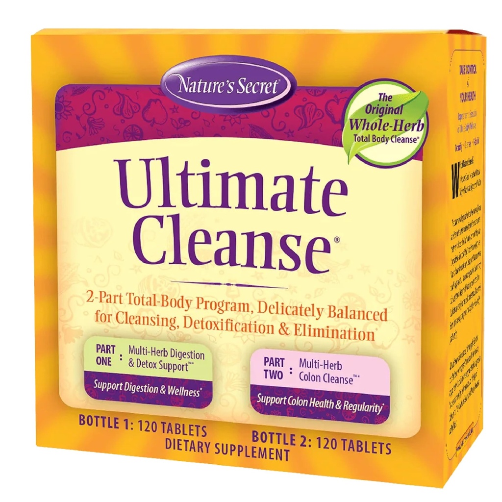 Nature's Secret Ultimate Cleanse - 2-Part Total Body Program for Balanced Body Cleansing, Detoxification & Elimination - Multi-Herb Digestion & Multi-Herb Colon Cleanse Supplements - 240 Tablets