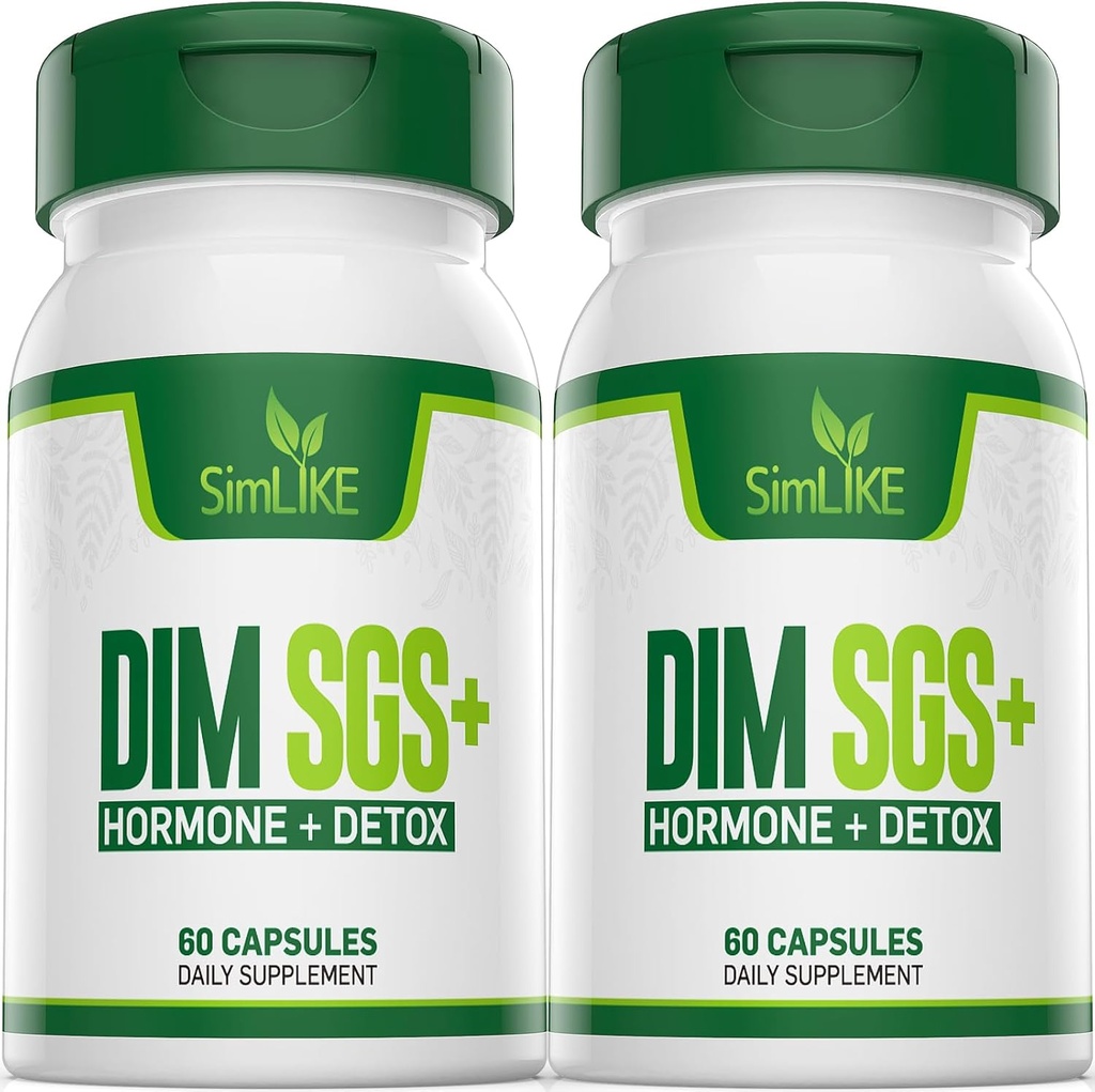 DIM SGS + - Hormone + Detox,Encourage le métabolisme normal de l'estrogène,Hormone Balance, Suppléments d'acné hormonal, Soutien à la ménopause,Aide au contrôle de l'appétit,Promousses de désintoxication(2 packs)