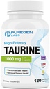 Puregen Labs Taurine 1000mg [High Potency] 120 Capsules de Vég.