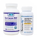 Serracor-NK & Serra-RX 260 000 SU - Ensemble de tissus de cicatrice (150 capsules et 60 capsules) - Serrapeptase protéolytique résistante aux acides Enzyme systémique, respiratoire et soutien pulmonaire