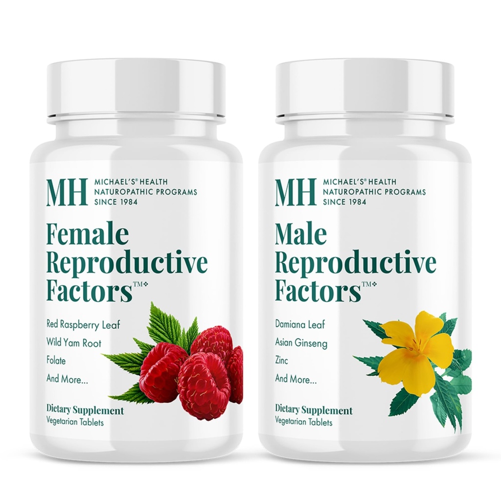 Santé de MICHAEL Programmes naturopathiques Hommes et femmes Facteurs de reproduction Ensemble de couples - 60 comprimés végétariens par bouteille - Nutriments pour le soutien de la conception - 20 portions par bouteille