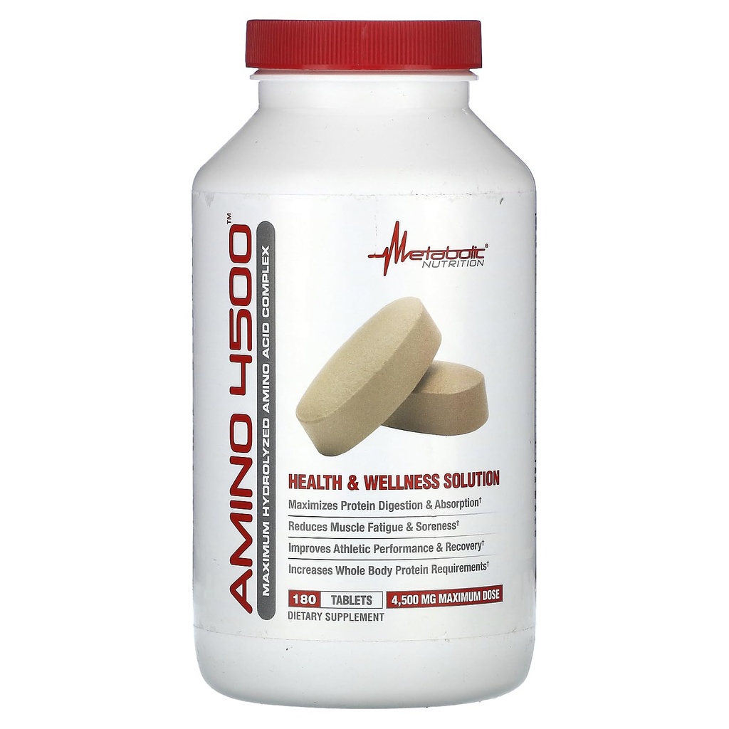 Nutrition métabolique Amino 4500 Comprimés Puissance maximale Complexe d'acide amino hydrolysé 4500mg (180)