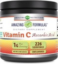 Formules étonnantes Vitamine C (acide ascorbique) Supplément en poudre de 8 oz : 1 gram par portion.