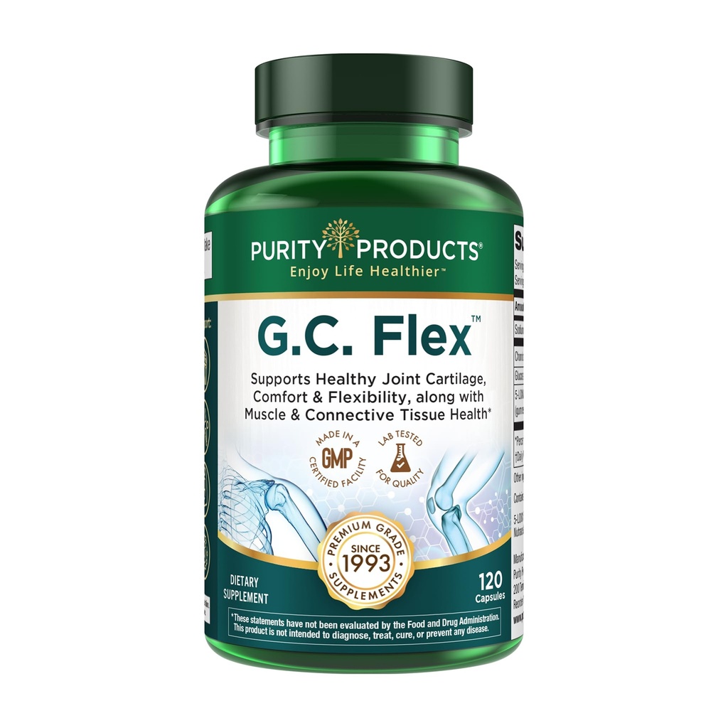 Produits de pureté G.C. Flex (Glucosamine et Chondroïtine Sulfate Super Formula) - Soutient la santé des articulations + Cartilage + Muscles sains + Tissu Connectif - Promotion de la flexibilité des articulations - 90 Capsules de
