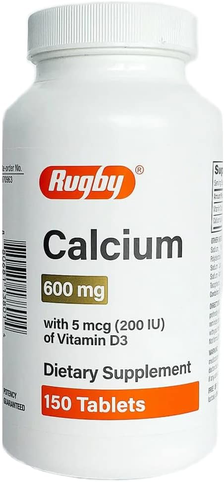 Rugby Calcium 600mg avec 5mcg de vitamine D3 150 Comprimés