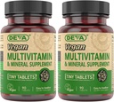 DEVA comprimés minuscules Multivitamine végétalienne pour les femmes et les hommes 2-Pack avec fer, vitamine C, E, B vitamines complexes, zinc, 90 comprimés chacun