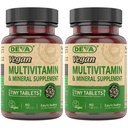 DEVA comprimés minuscules Multivitamine végétalienne pour les femmes et les hommes 2-Pack avec fer, vitamine C, E, B vitamines complexes, zinc, 90 comprimés chacun