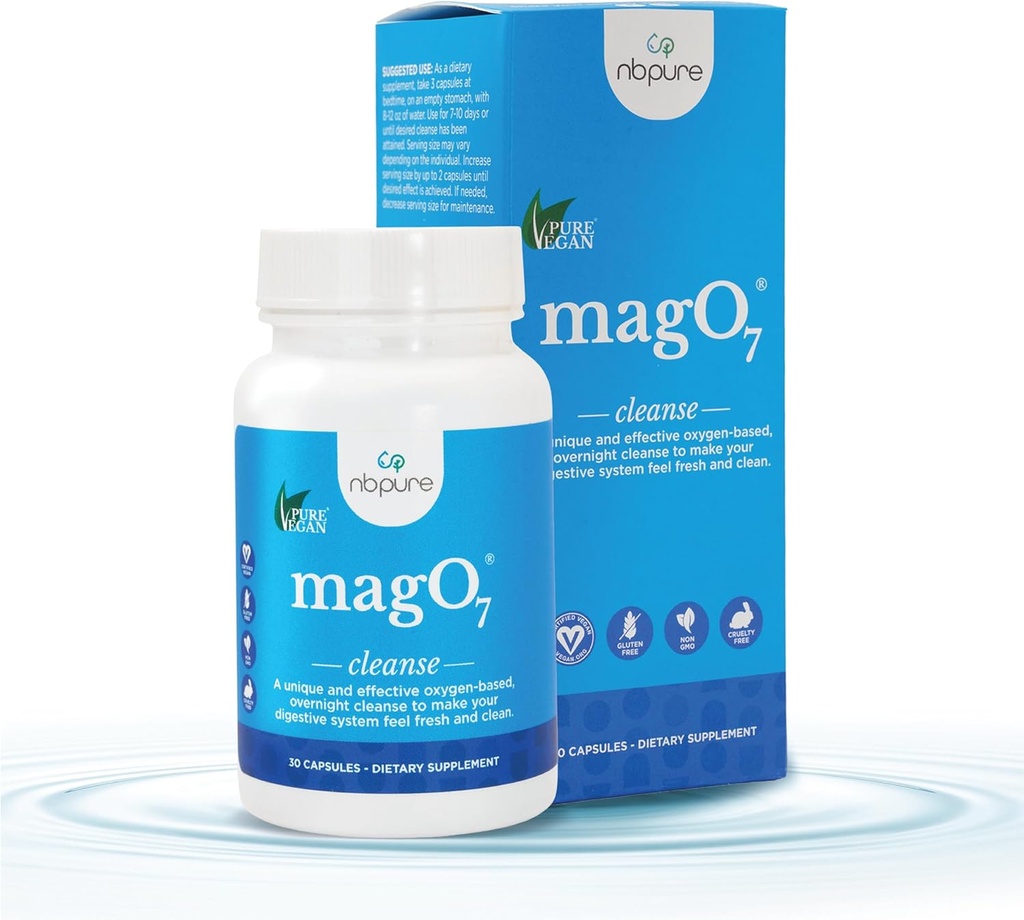 nbpure MagO7 - Nettoyage et désintoxication des colonies naturelles - Relief de constipation occasionnel, adoucissement des tabourets et support de bloatation pour les hommes et les femmes - Oxyde de magnésium ozonisé, 30 capsules