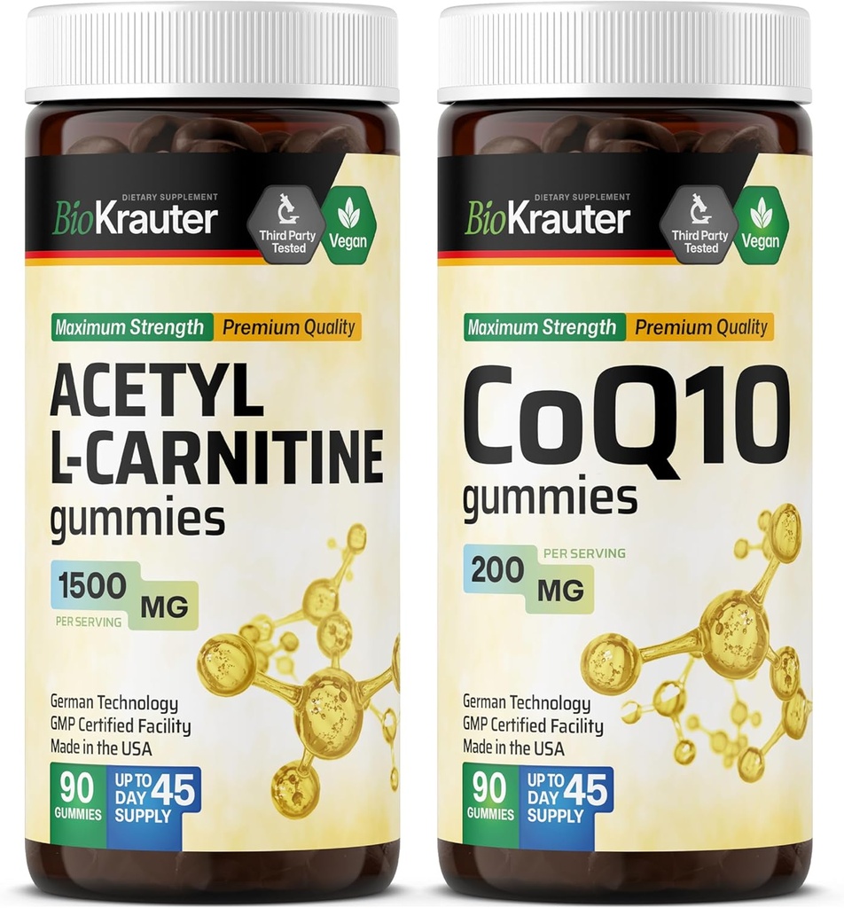 BIO KRAUTER acétyl L-Carnitine 90 Gummies & CoQ10 90 Gummies