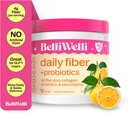 Supplément de fibre BelliWelli pour les femmes et les hommes – Poudre de fibre quotidienne premium de l'acacia biologique avec collagène ajouté, électrolytes et probiotiques – Pas de bloat, Constipation et Gut Health Support (Orange Yuzu)