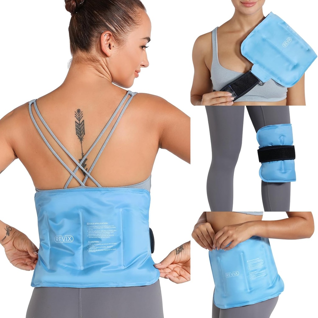 REFIX Gel Ice Pack for Back Discomfort Relief, Doublure douce enveloppe de glace pour le bas du dos, épaule, hanche, bras, genou, thérapie du compresseur froid, 16 × 9 "