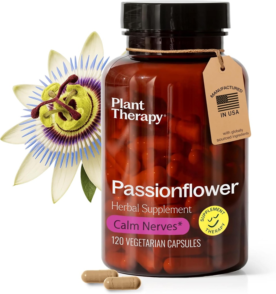 Plant Therapy Passion Capsules de fleurs fabriqués aux États-Unis Calme Nerves, soutient le sommeil, Grande façon de vent vers le bas suppléments pour les femmes et les hommes 120 comte Capsule végétarienne