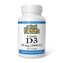 Facteurs naturels - Vitamine D3 2000 UI, soutient les os sains, 240 gels doux