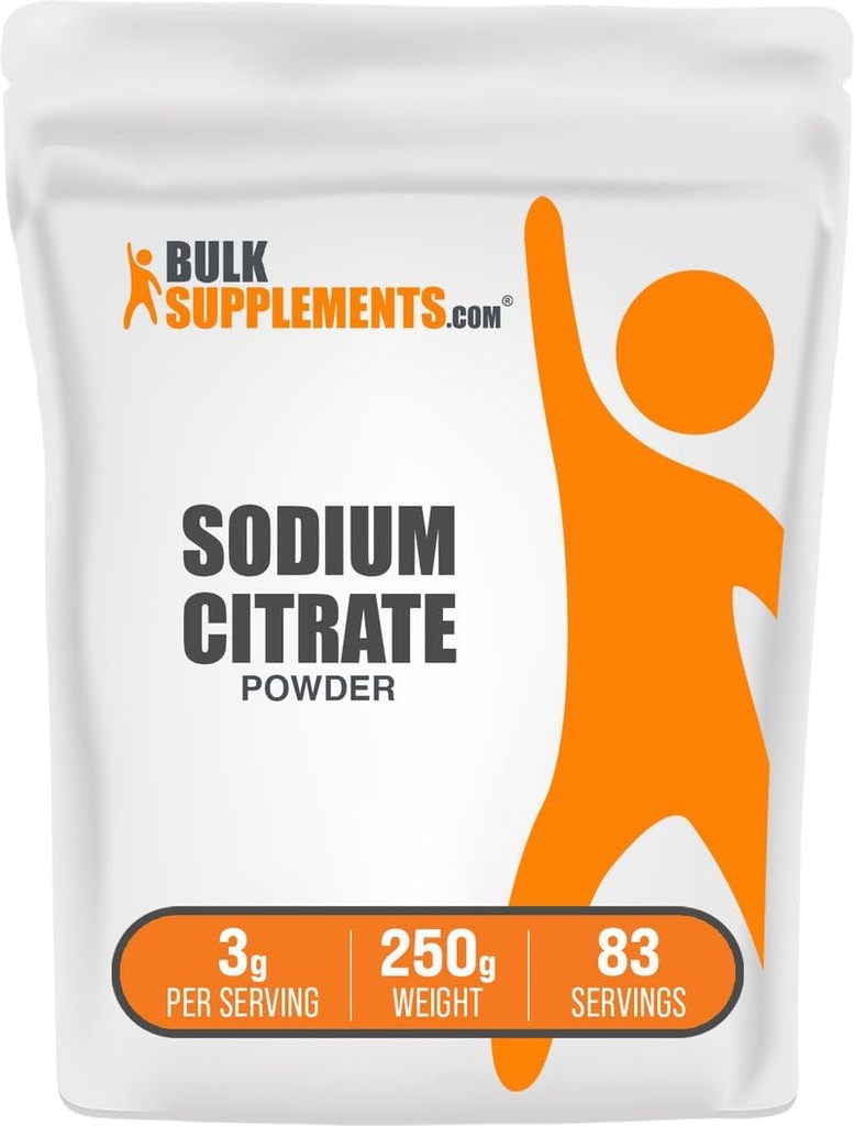 BulkSupplements.com Poudre de citrate de sodium - Catégorie alimentaire de citrate de sodium, émulsifiant, arôme Enhancer - Sans gluten, 3g par portion, 250g (8,8 oz) (paquet de 1)
