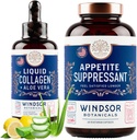 WINDSOR BOTANICALS Appetite Suppressant and Liquid Collagen Marine Diet and Beauty Bundle