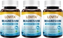 Lovita Triple Magnésium Complex 500mg, Formule haute absorption et puissance, Glycinat, Citrate et Oxyde, Soutien Sommeil, Relaxation, Coeur, Nerves et Bone Health, 180 Capsules Vegan (Pack de 3)