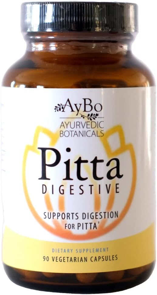 AyBo - Pitta Digestive, soutient la digestion pour Pitta Dosha, supplément à base de plantes biologiques, 90 capsules végétariennes