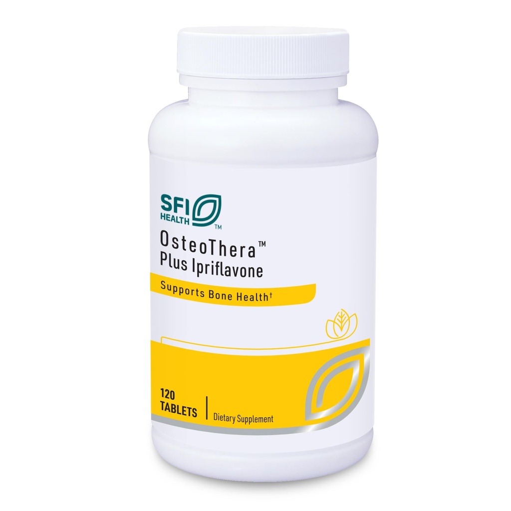 Klaire Labs SFI Santé Osteothera Plus Ipriflavone Comprimés - Complexe de calcium hypoallergénique et multifactoriel et formule de soutien aux os dérivés de l'isoflavone avec vitamine K, D3, Magnésium (120 comprimés)