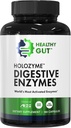 Gut HoloZyme Max Strength Enzymes digestifs : Inulinase, Amyloglucosidase et Invertase pour le soutien FODMAP : Protease, Amylase et Lactase pour le dégel, le gaz et l'indigestion 90 portions