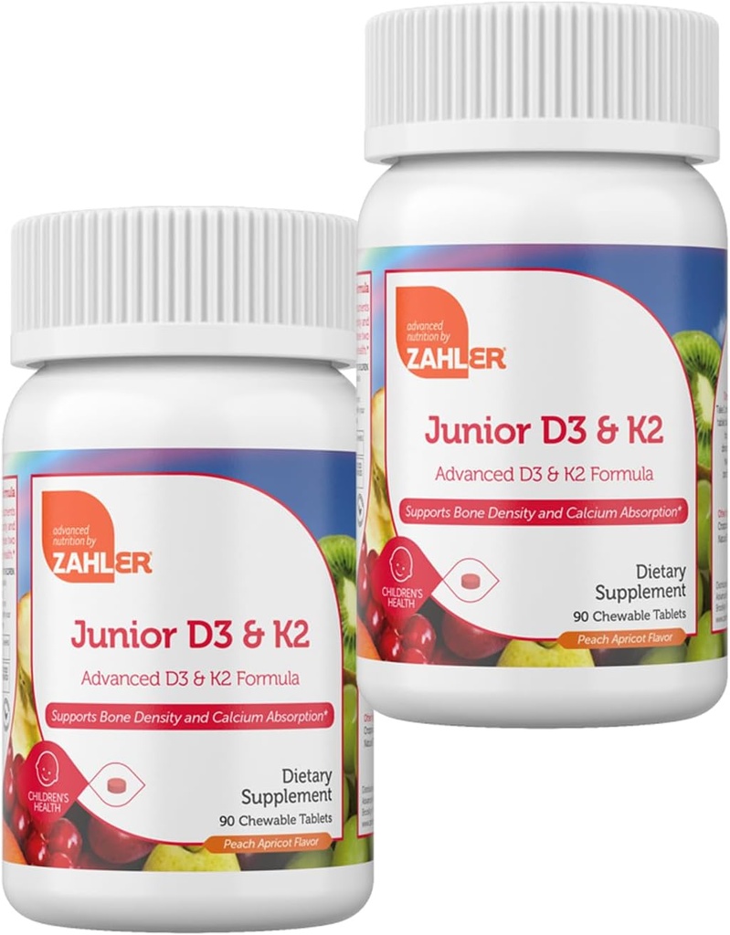 Zahler - Comprimés de vitamine D3 junior + K2 à croquer pour les enfants.