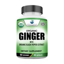 American Standard Suppléments Extrait de gingembre biologique avec extrait de poivre noir biologique, végétalien, sans gluten, sans OGM, 90 capsules, 90 portions