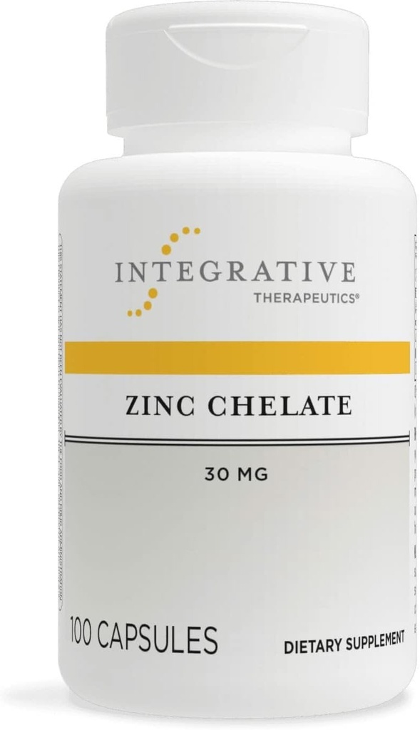 Thérapeutiques intégratives Chelate de zinc - Soutien antioxydant et fonction immunitaire saine* - Supplément minéral pour hommes et femmes - Sans lait et sans gluten - 100 capsules (100 portions)
