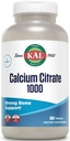 KAL Citrate de calcium 1000mg, Suppléments de calcium pour les femmes et les hommes, Santé des os, Dents, Soutien du système nerveux, musculaire et cardiovasculaire, sans gluten et vérifié en laboratoire, 60 portions, 180 comprimés