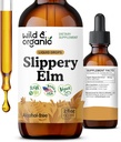 Slippery Elm Drops sauvage et biologique - Lung, Digestive & Women's Support - Slippery Elm Teinture d'écorce - Ulmus liquide Rubra Extract Supplément - Vegan, Sucre & Sans alcool - 2 fl oz