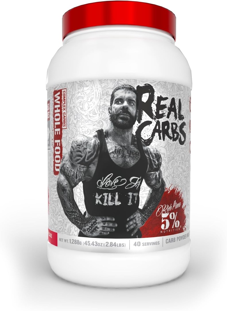 5% Nutrition Rich Piana Real Carbs with Real Food Complex Carb Powder, Long-Lasting Low Glycemic Energy for Pre-Workout/Post-Workout Recovery Meal, 2.84 lb, 40 Servings (Strawberry Shortcake)