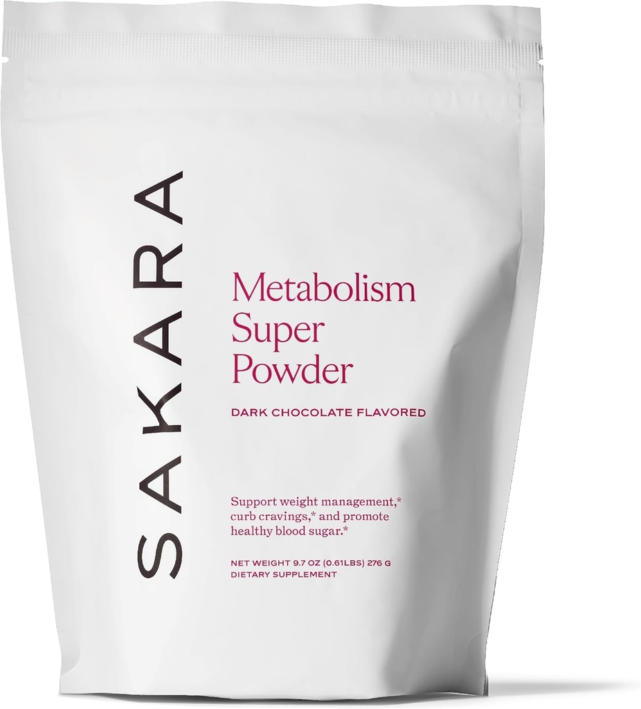 SAKARA Métabolisme Super Poudre – Support naturel pour le contrôle de l'appétit, le soutien de la gestion du poids et les cragages courbes – végétalien, non-OGM, chocolat aromatisé – 24 portions