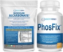 Supplément bio de bicarbonate de sodium Alcaline: 1LB poudre pour l'alcalinité, le rein et l'acide support + PhosFix 120 pilules Binder Phosphorus pour les niveaux de phosphore sains et la santé du rein Suppeur rénal