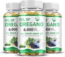 Huile vivante de la nature d'Origan à l'huile de graines noires, supplément de 2 en 1 d'Origan pour la santé immunitaire, contient du carvacrol concentré et de la thymoquinone, non-OGM, 3 paquets