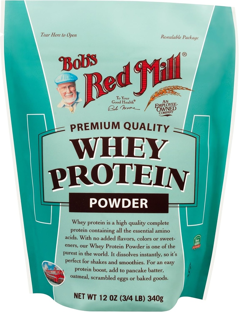 Bob's Red Mill Whey Protein Powder 12 once Package May Vary, Rouge, sans saveur, 12 Once