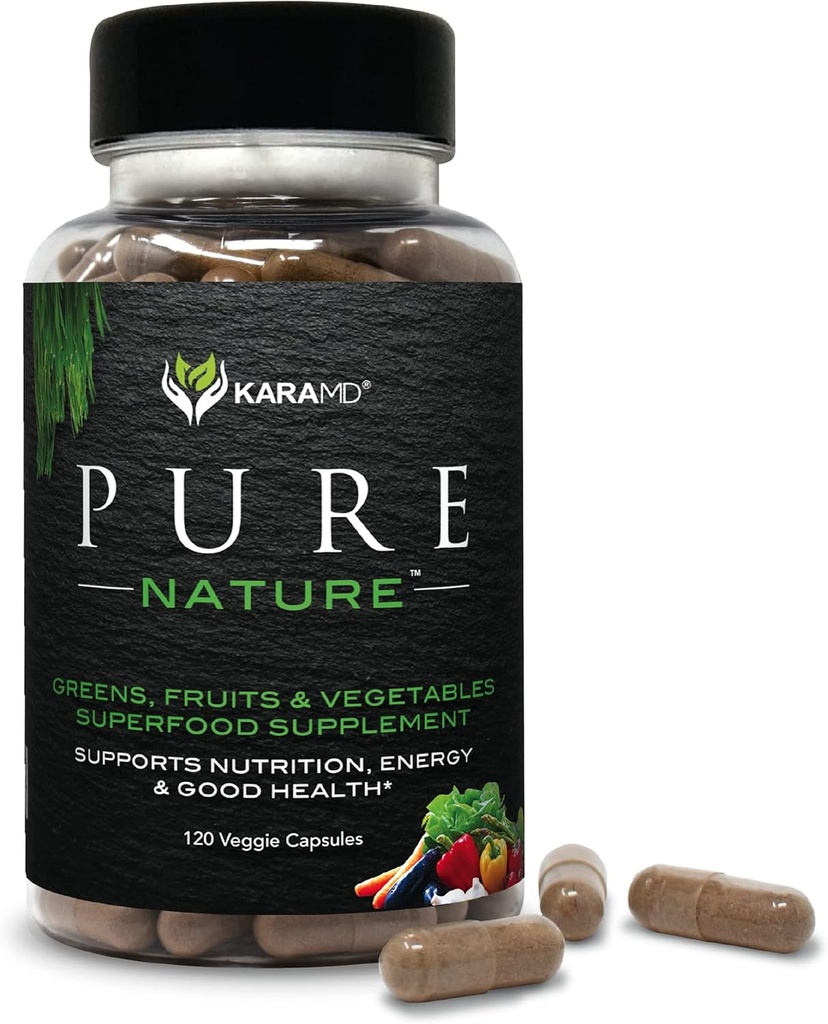 KaraMD Pure Nature (en anglais seulement) Supplément vert, fruit et légumes Vitamines, fibres et antioxydants (en anglais seulement) 20 Suppléments fruits et légumes pour l'énergie et la digestion (30 portions)