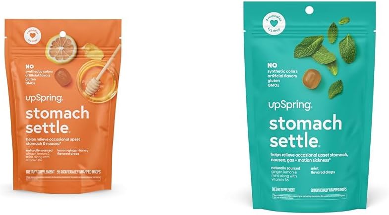UpSpring Stomach Settle Drops Bundle avec Ginger, Citron - 55 Ct et 28 Ct