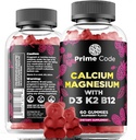 [ 5 en 1] Gommies de calcium pour les femmes et les hommes avec la vitamine de magnésium B12 Vitamine K2 & Vitamine D3.